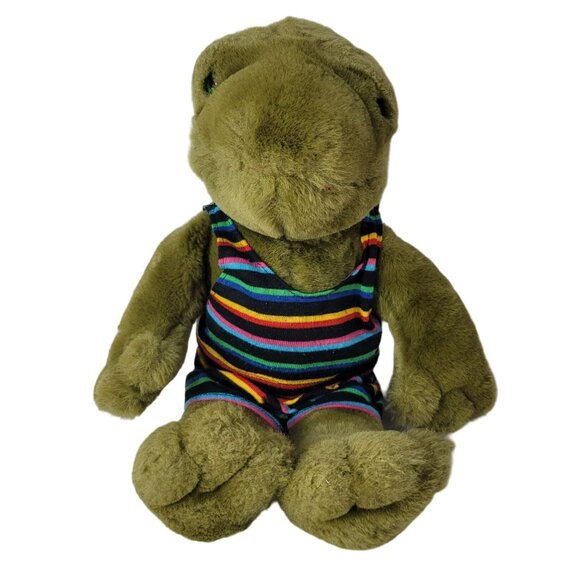 NABCO Farm Floppies Plush Green 16" With Outfit Frog Croaky McRibbits 1984 VTG - Picture 1 of 10
